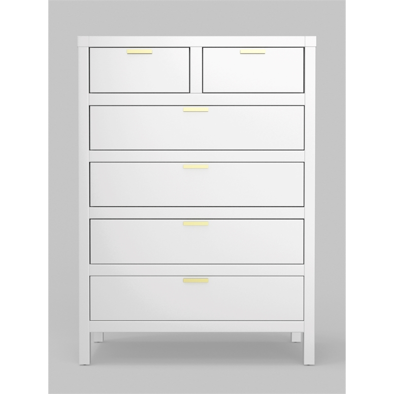 Alpine Furniture Carmel 6-Drawer Contemporary Wood Chest in White
