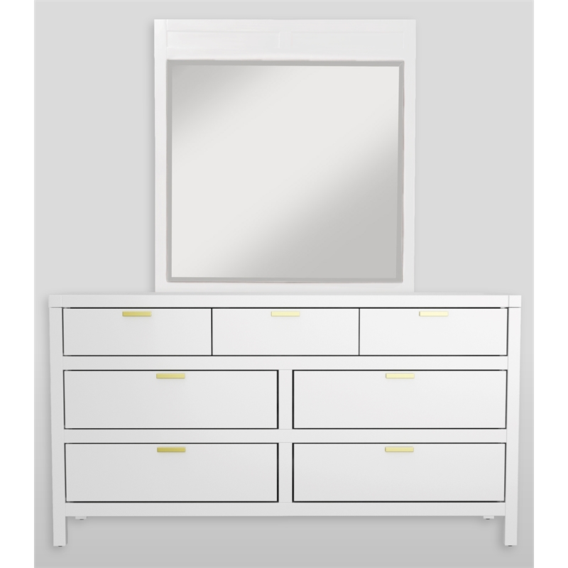 Alpine Furniture Carmel Wood Dresser Mirror in White