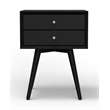 Alpine Furniture Flynn 2 Drawer Small Wood Nightstand in Black