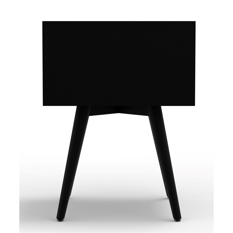 Alpine Furniture Flynn 2 Drawer Small Wood Nightstand in Black