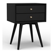 Alpine Furniture Flynn 2 Drawer Small Wood Nightstand in Black