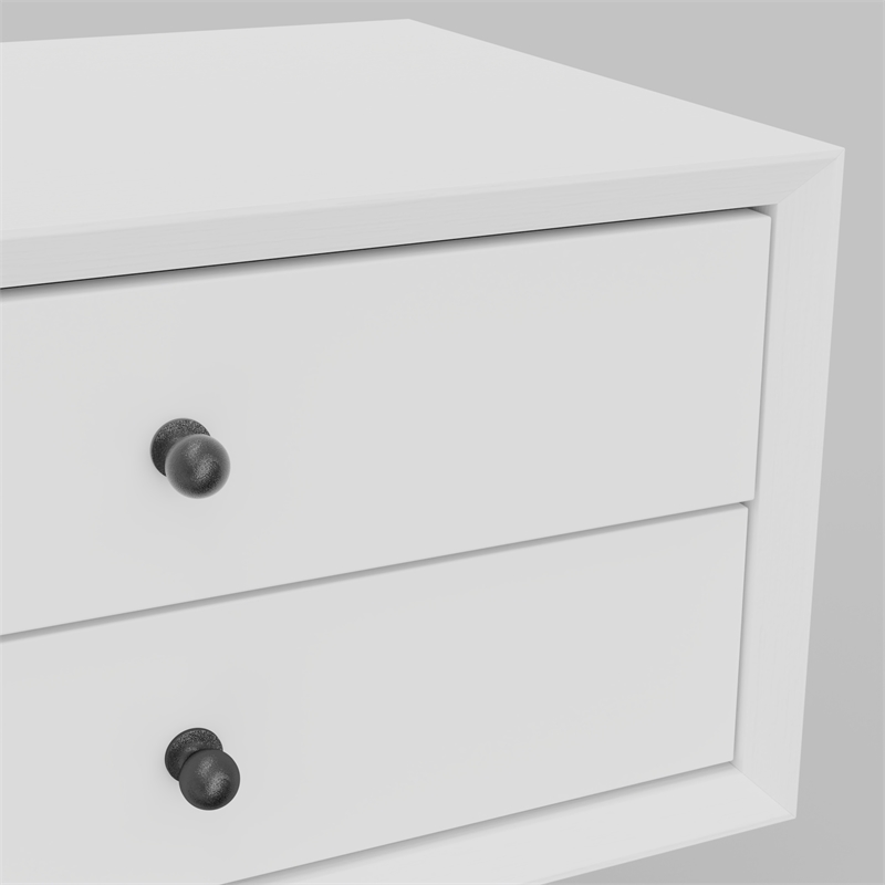 Alpine Furniture Flynn 2 Drawer Small Wood Nightstand in White