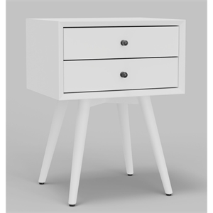 alpine furniture flynn 2 drawer small wood nightstand in white