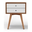 Alpine Furniture Flynn 2 Drawer Small Wood Nightstand in Acorn & White