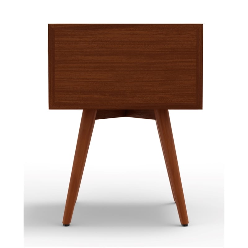 Alpine Furniture Flynn 2 Drawer Small Wood Nightstand in Acorn & White