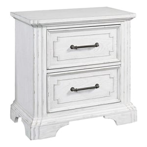 alpine furniture clara 2-drawer transitional wood nightstand in white mist