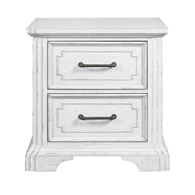 Alpine Furniture Clara 2-Drawer Transitional Wood Nightstand in White Mist