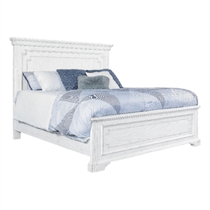 Alpine Furniture Clara Wood Standard King Size Panel Bed in White Mist