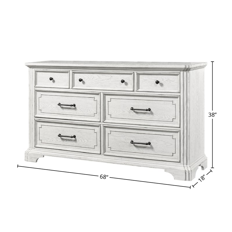 Alpine Furniture Clara Wood 7 Drawer Dresser in White