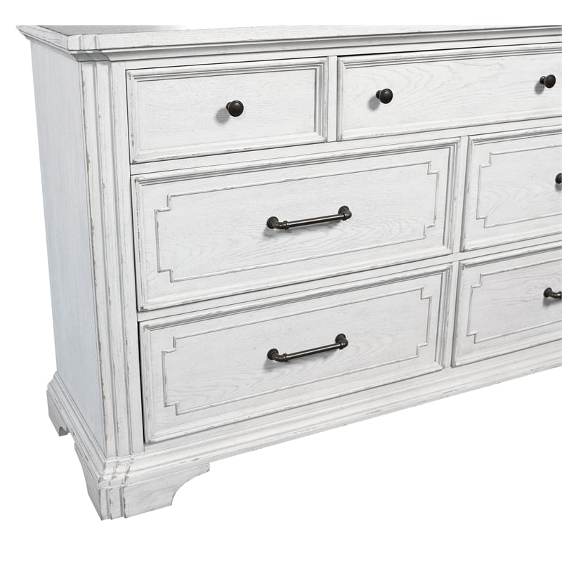 Alpine Furniture Clara Wood 7 Drawer Dresser in White