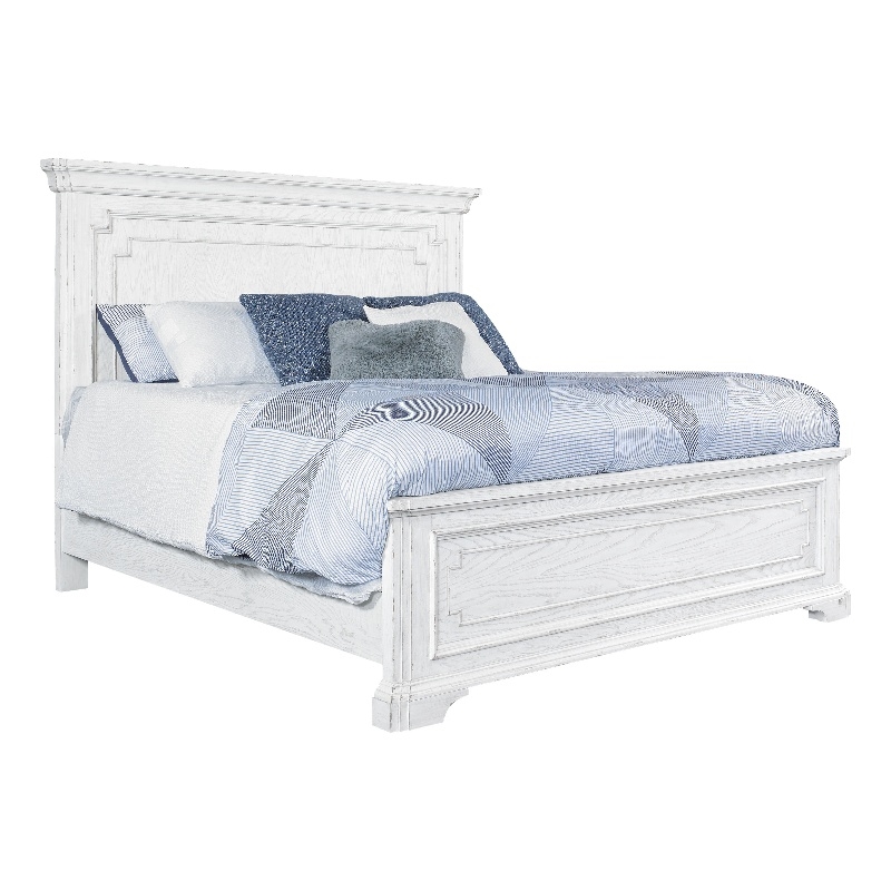 Alpine Furniture Clara Wood California King Size Panel Bed in White Mist