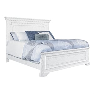 Alpine Furniture Clara Wood California King Size Panel Bed in White Mist