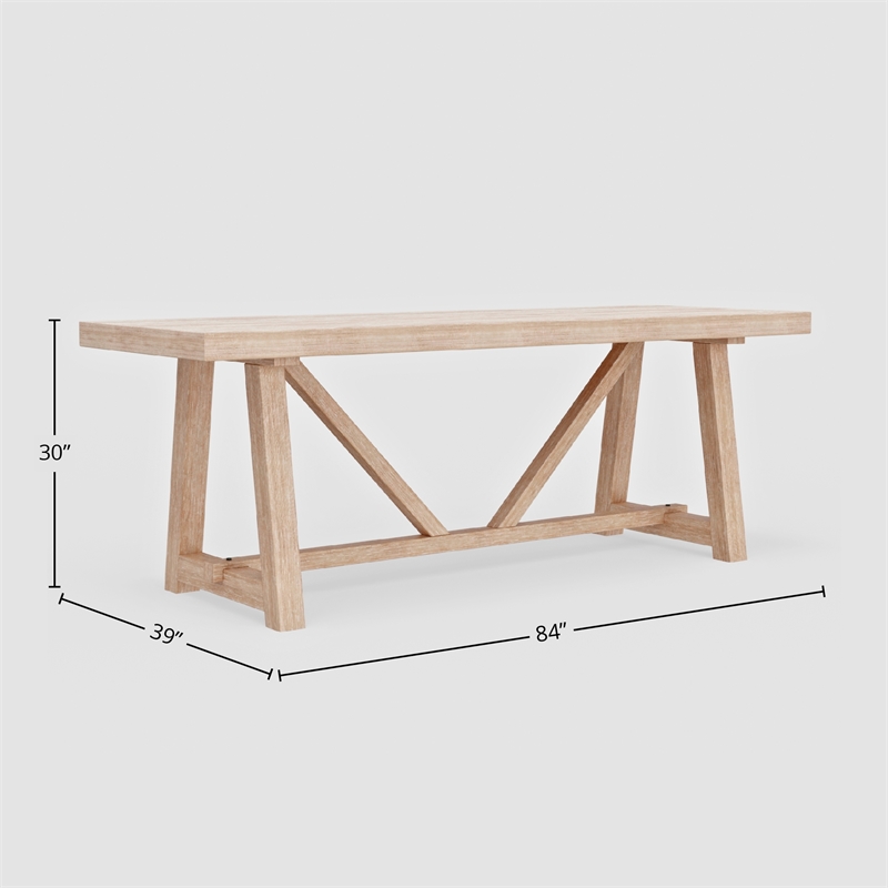 Alpine Furniture Raquel  84 in. W Rectangular Dining Table in Driftwood