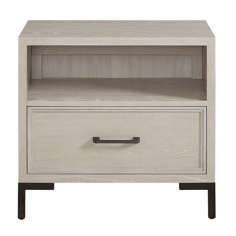 Alpine Furniture Bradley 1 Drawer Nightstand with Open Shelf in Antique White