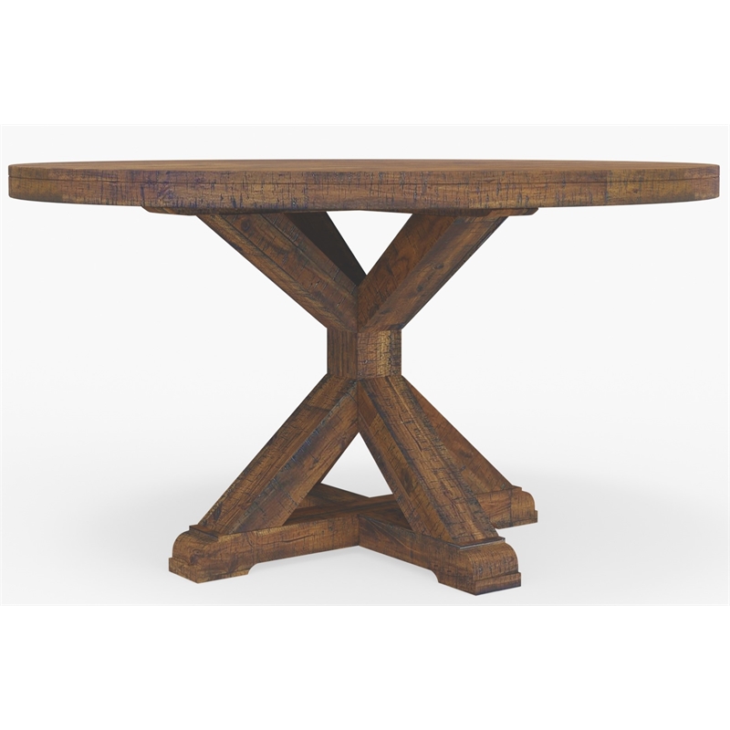 Alpine Furniture Newberry Round Dining Table in Medium Brown