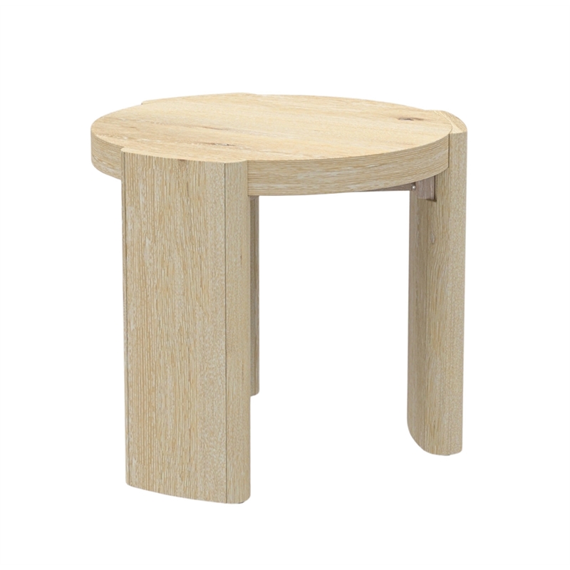 Alpine Furniture Sloane 20 in. W Round Wood End Table in Natural Driftwood
