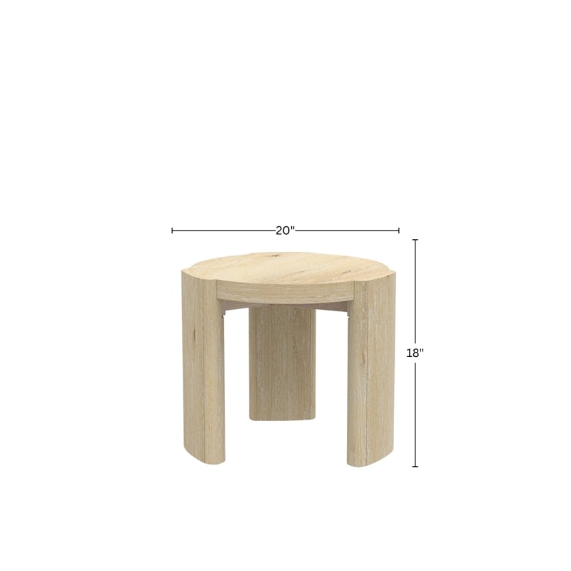 Alpine Furniture Sloane 20 in. W Round Wood End Table in Natural Driftwood