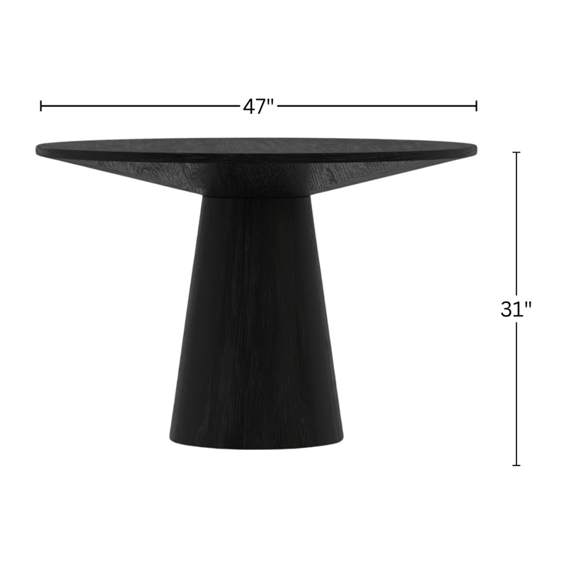 Alpine Furniture Cove 47 in. W Round Wood Dining Table in Black