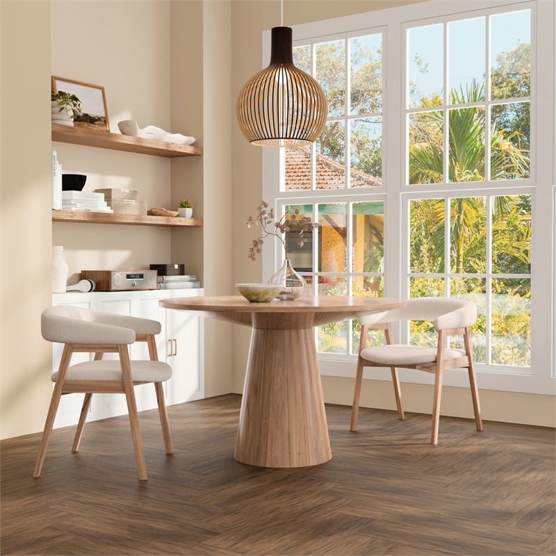 Alpine Furniture Cove 47 in. W Round Wood Dining Table in Natural