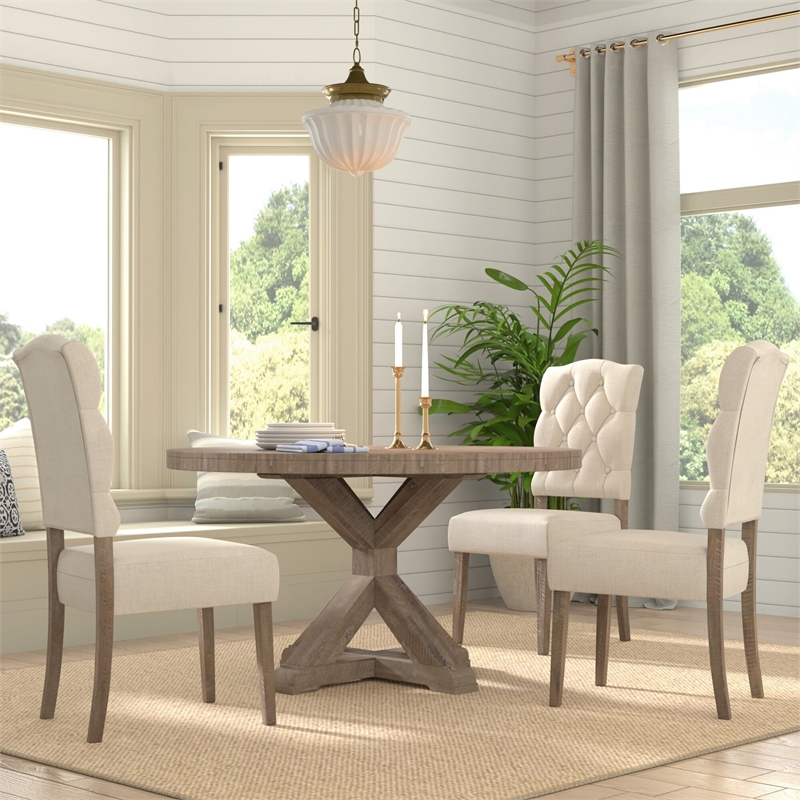 Alpine Furniture Newberry Round Wood Dining Table - Weathered Natural