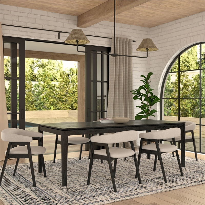 Alpine Furniture Cove Wood Rectangular Extension Dining Table - Vintage Black