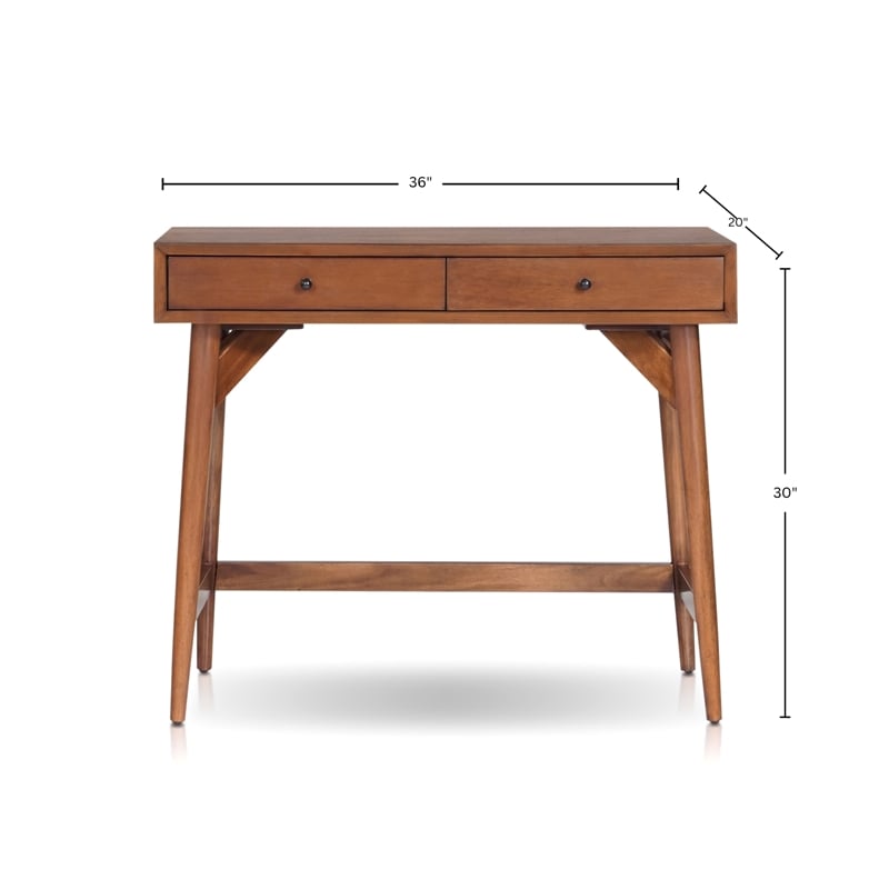 Alpine Furniture Flynn Wood Mini Writing Desk - Chestnut Brown