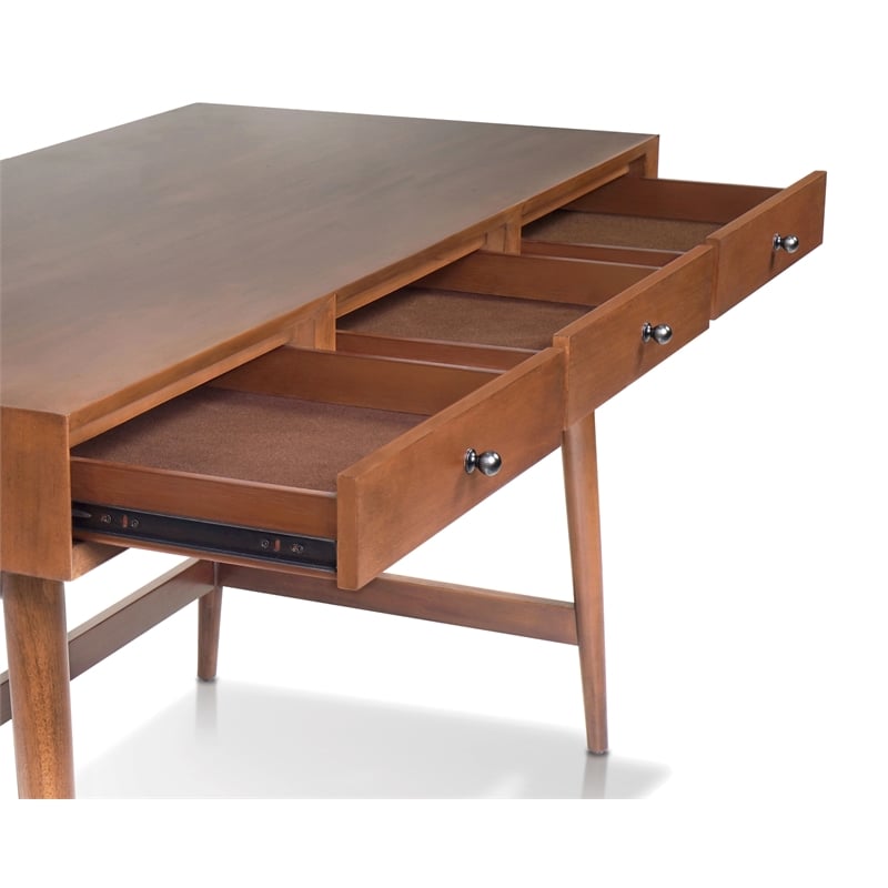 Alpine Furniture Flynn Wood Large Writing Desk - Chestnut Brown