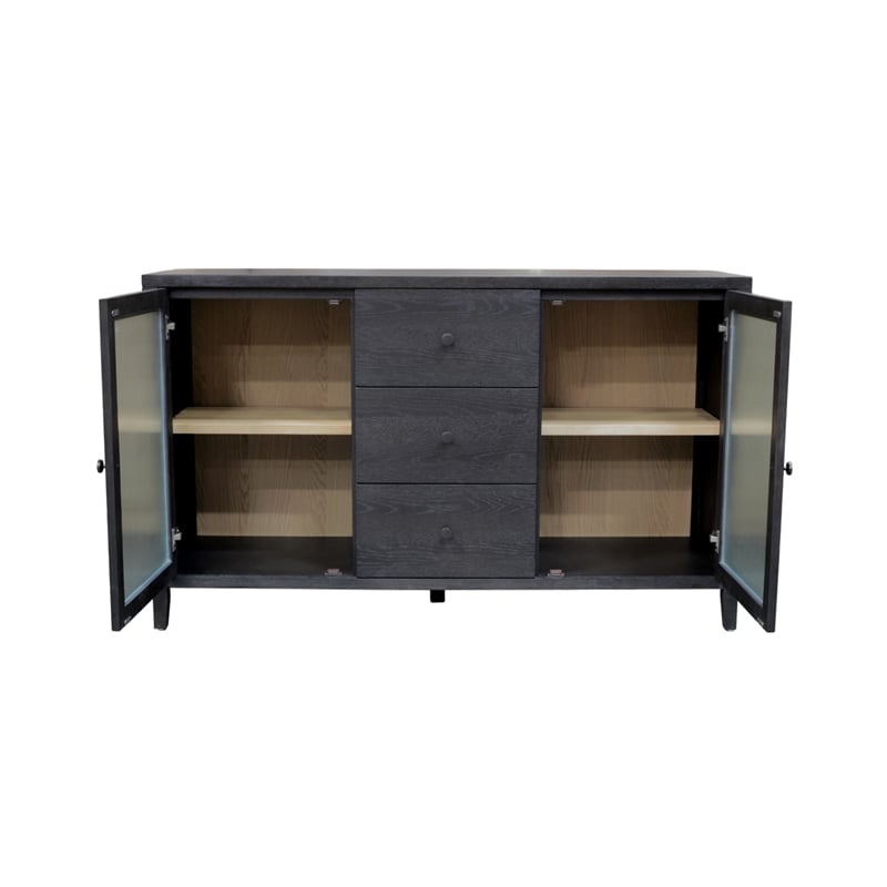 alpine furniture rectangular wood oscar sideboard - black