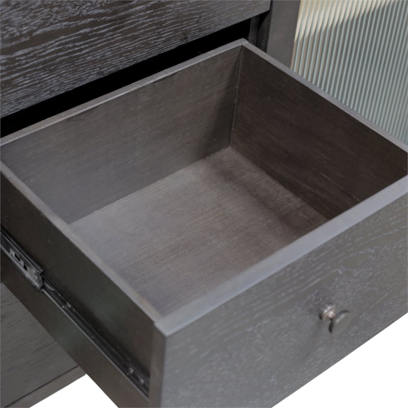 alpine furniture rectangular wood oscar sideboard - black