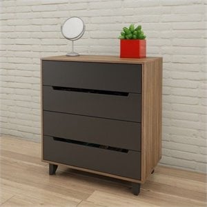 allora 4-drawer chest in walnut and charcoal