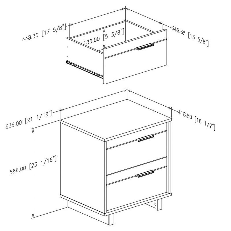 Allora 2 Drawer Nightstand in Rustic Oak