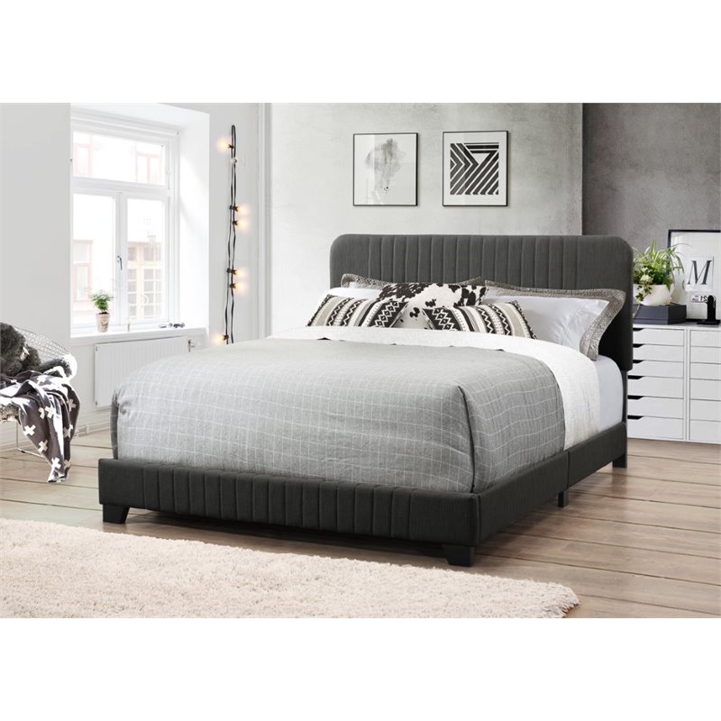 Allora Upholstered Queen Panel Bed in Steel Gray