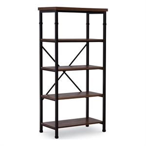 Allora Wood and Metal Bookcase in Brown