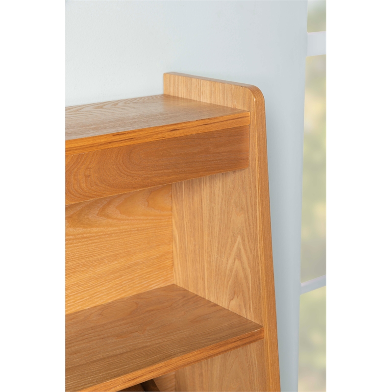 Allora 4 Shelves Wood Bookcase in Natural Brown/Gray/Orange/White