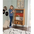 Allora 4 Shelves Wood Bookcase in Natural Brown/Gray/Orange/White