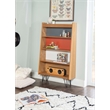 Allora 4 Shelves Wood Bookcase in Natural Brown/Gray/Orange/White