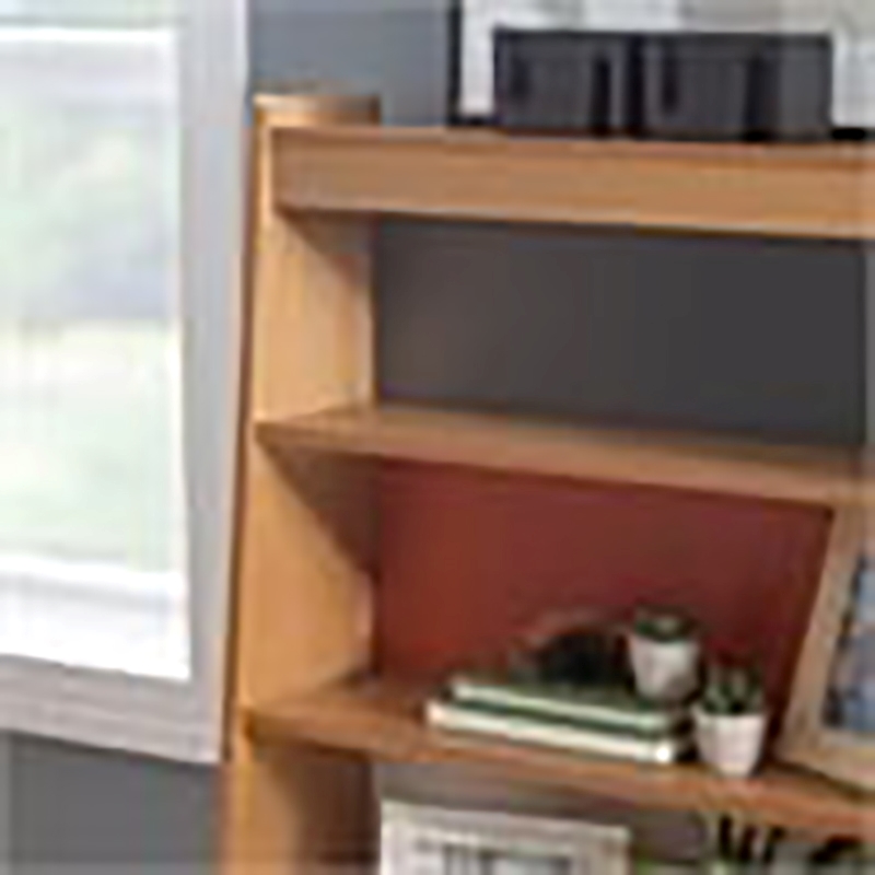 Allora 4 Shelves Wood Bookcase in Natural Brown/Gray/Orange/White