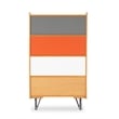 Allora 4 Shelves Wood Bookcase in Natural Brown/Gray/Orange/White