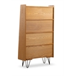 Allora 4 Shelves Wood Bookcase in Natural Brown/Gray/Orange/White