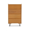 Allora 4 Shelves Wood Bookcase in Natural Brown/Gray/Orange/White