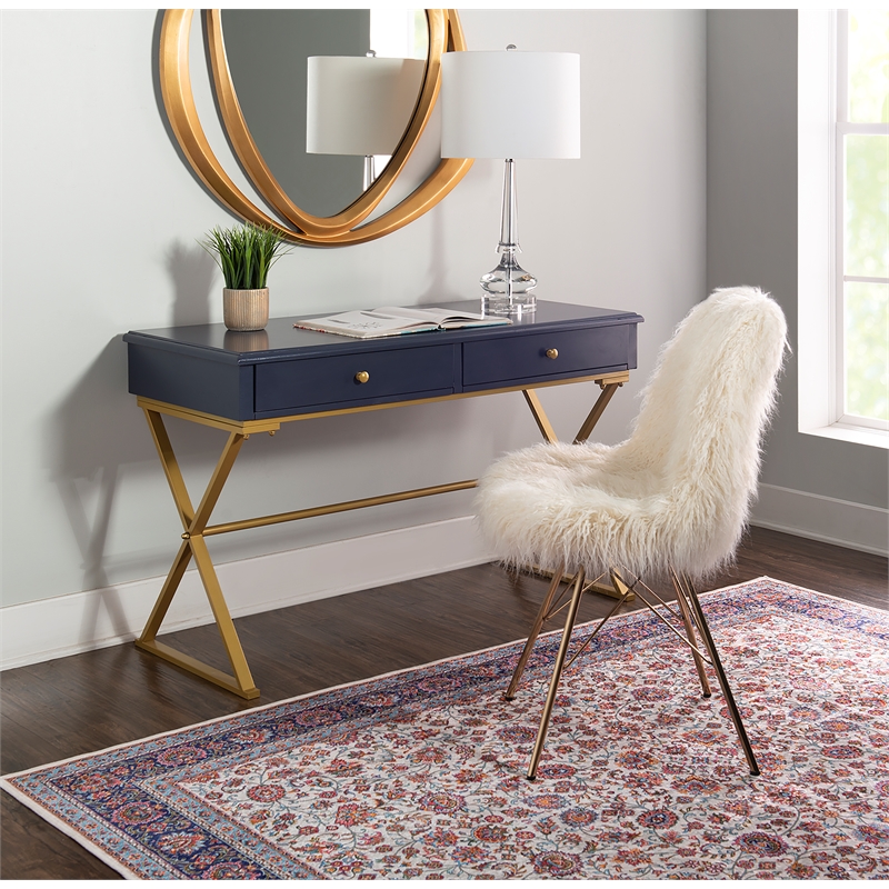 Allora Two Drawer Metal Desk in Blue