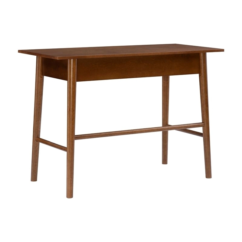 Allora 1-Drawer Mid-Century Wood Desk w/ Rounded Legs in Warm Walnut