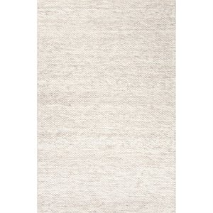 allora 9' x 12' eco-friendly textured reversible wool rug in ivory and gray