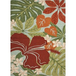 allora polypropylene looped pile runner rug in green and red