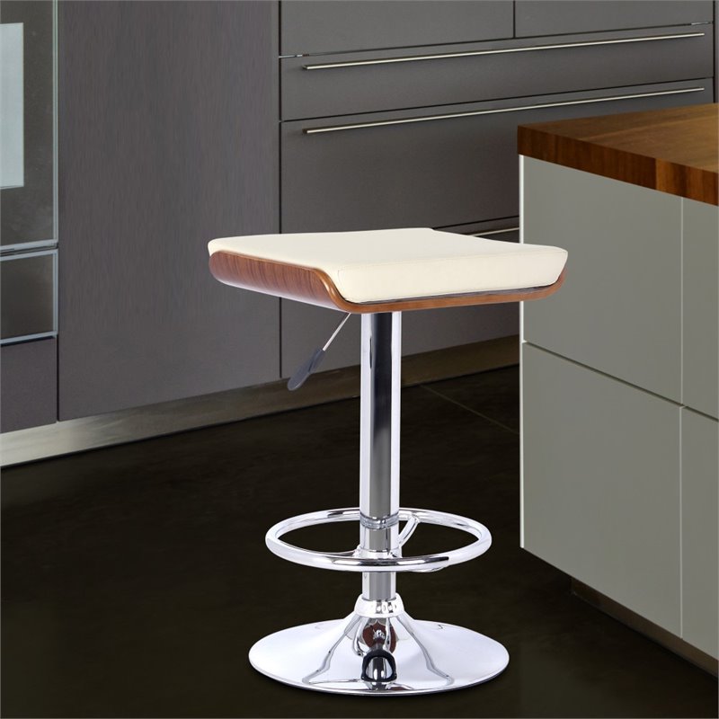 Allora Adjustable Faux Leather Adjustable Bar Stool in Cream