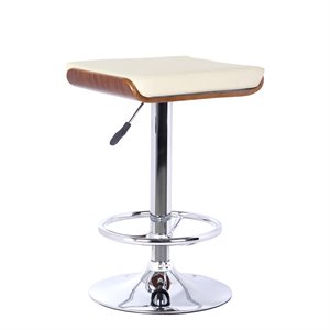 Allora Adjustable Faux Leather Adjustable Bar Stool in Cream