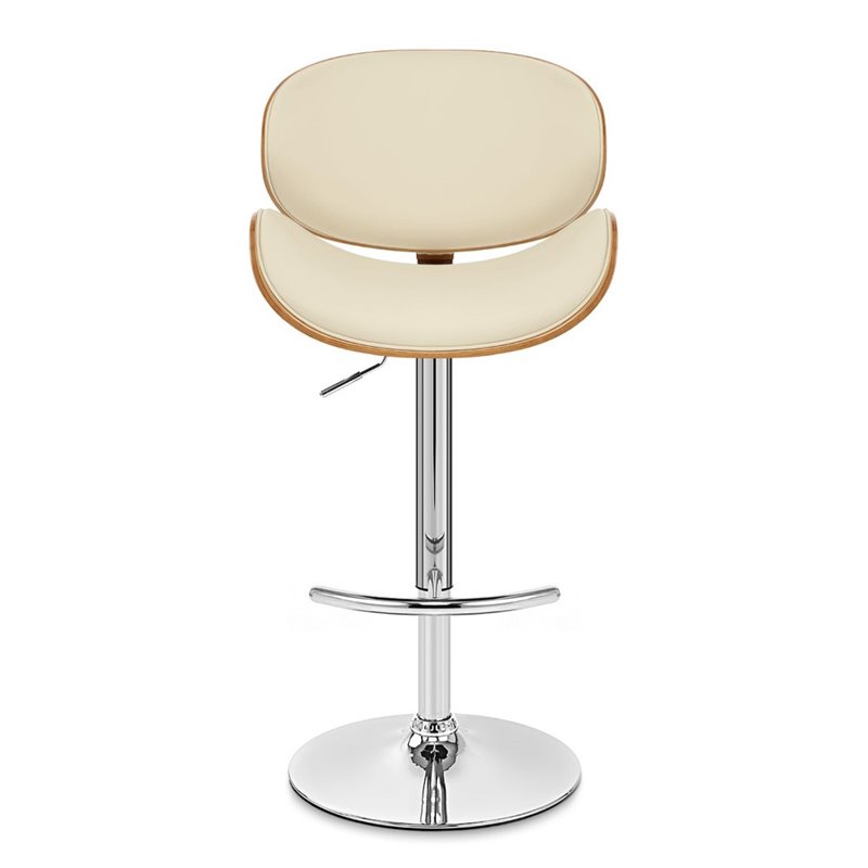 Allora Adjustable Faux Leather Bar Stool in Cream