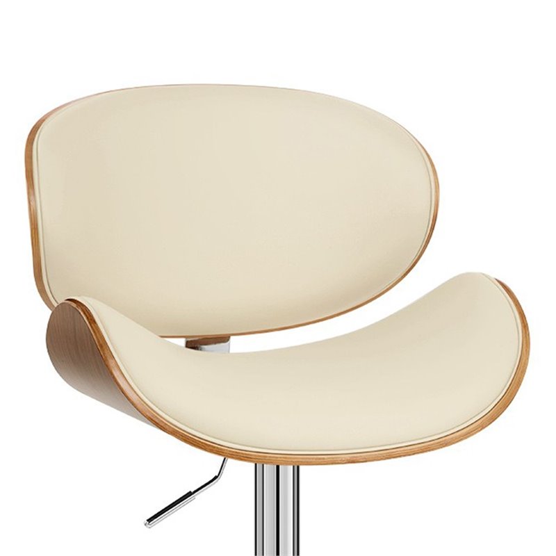 Allora Adjustable Faux Leather Bar Stool in Cream