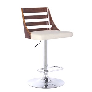 Allora Adjustable Faux Leather Bar Stool in Cream