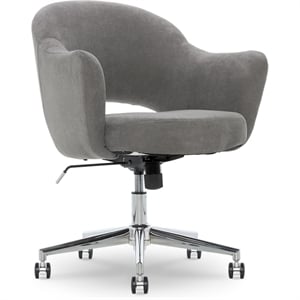 allora mid-century stainless steel/fabric home office chair in gray